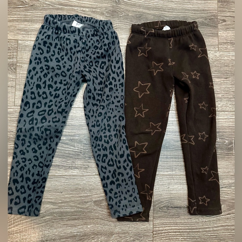 Gap Kids XS Leopard and Star Print Fleece Lined Cozy Leggings